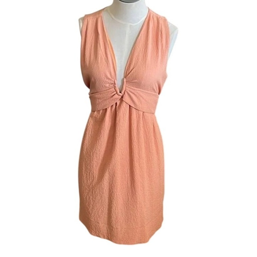 Promesa Peach Textured Deep V-Neck Twist Front Mini Women Dress Small NWOT
